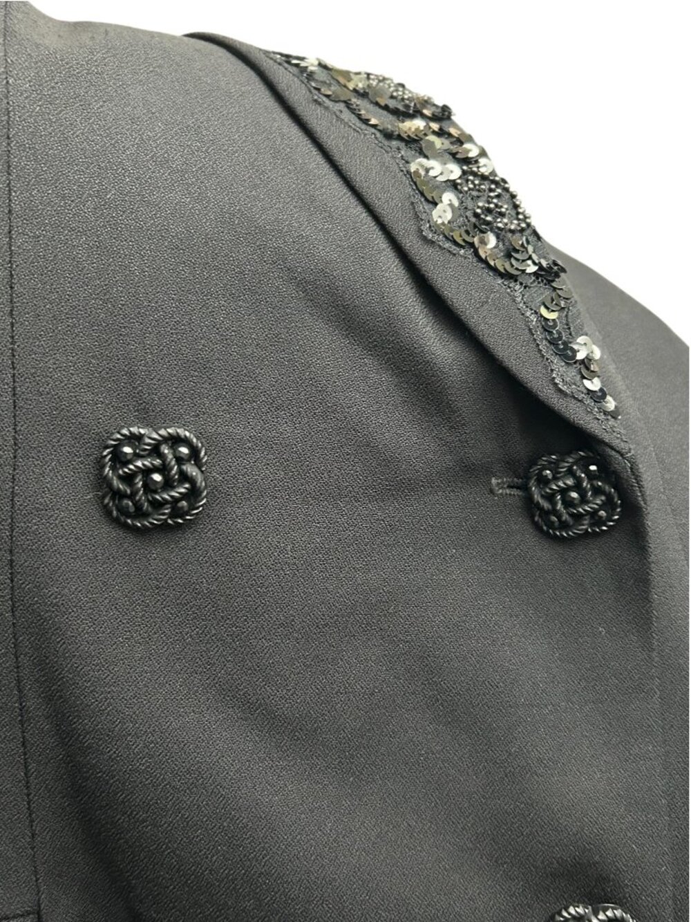 Lois Snyder Dani Max Size 8 Vintage Black Embellished Double Breasted Blazer NWT - Picture 9 of 12